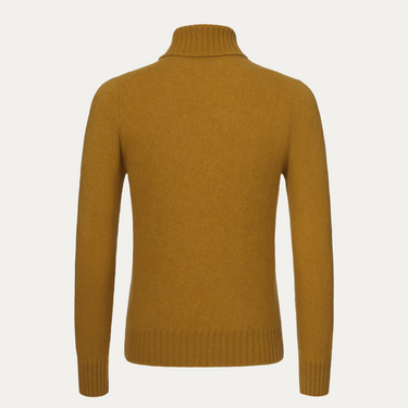 Jersey de cuello alto de cachemira de color amarillo mostaza