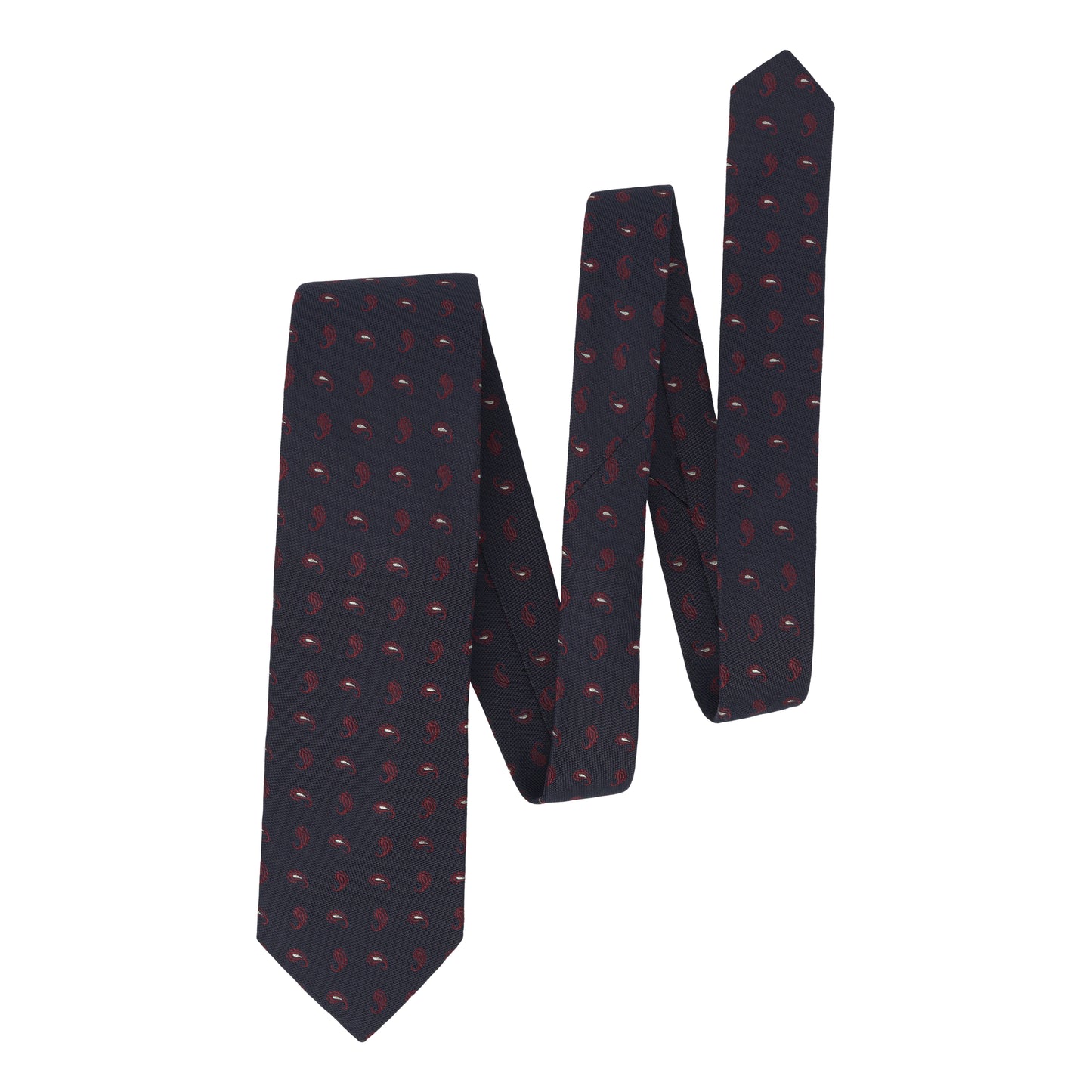 Paisley Embroidered Jacquard Tie in Dark Blue