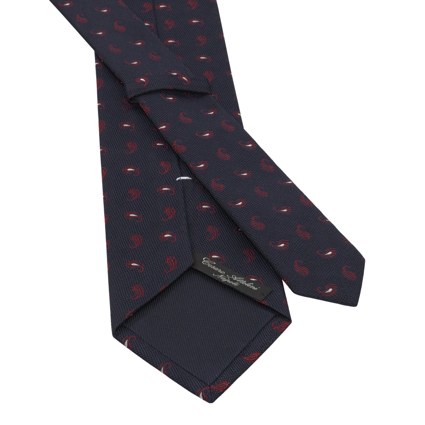 Paisley Embroidered Jacquard Tie in Dark Blue