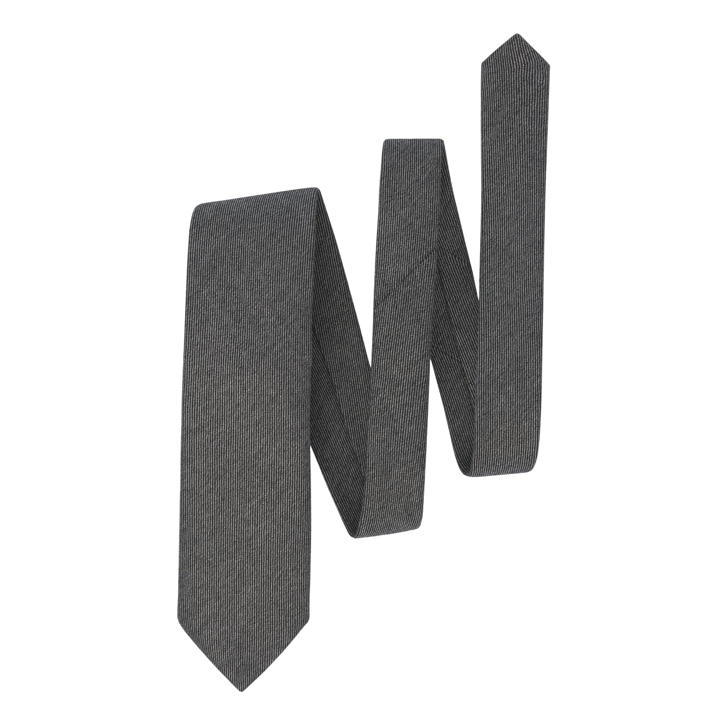 Jacquard Wool-Silk Blend Tie in Grey Melange