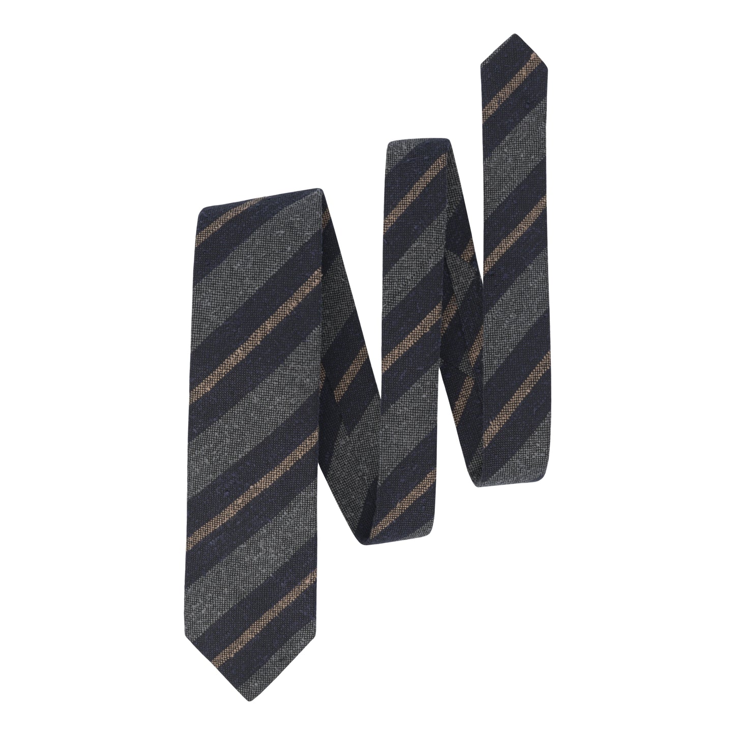 Regimental Wool-Blend Tie in Grey and Blue