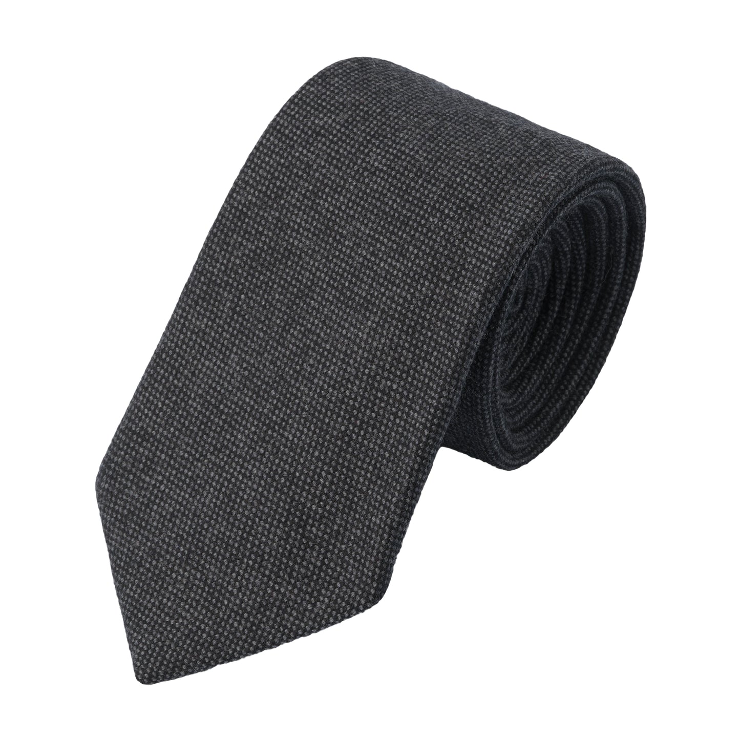 Jacquard Wool Tie in Grey Melange