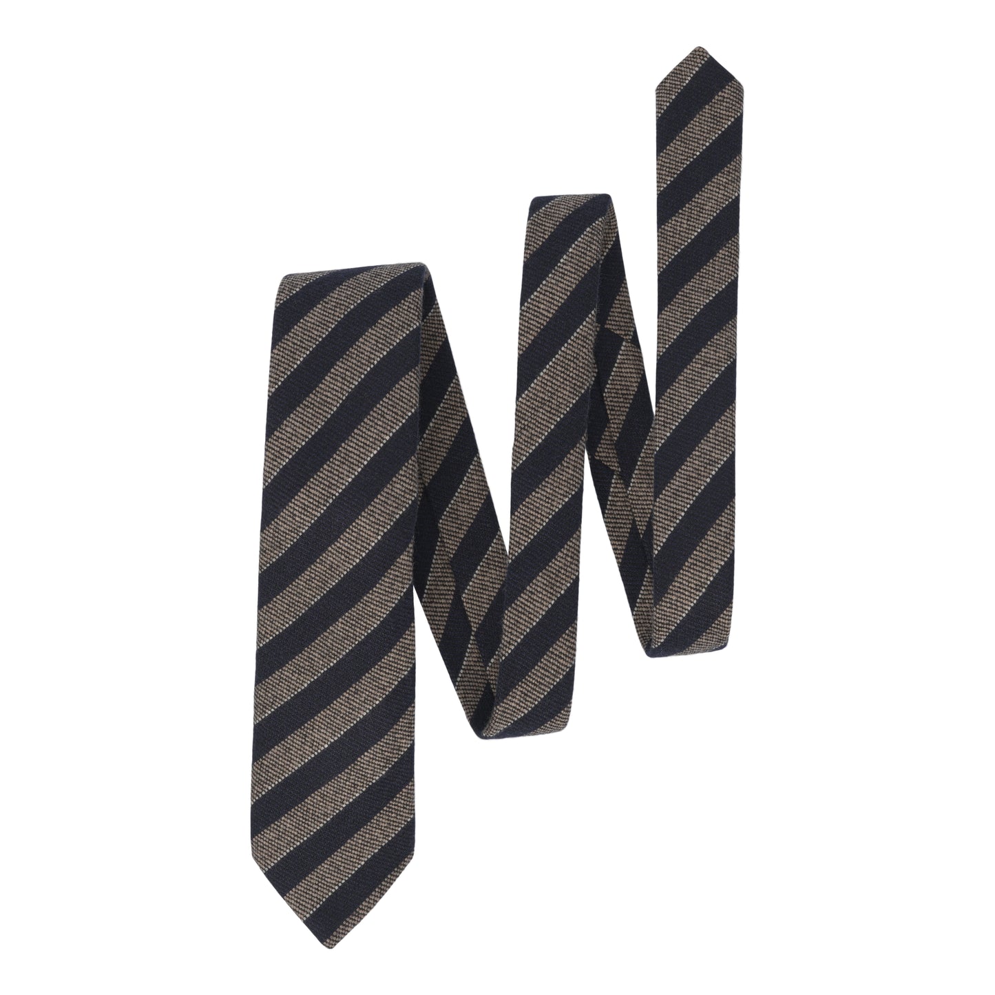 Regimental Wool Tie in Dark Blue and Brown