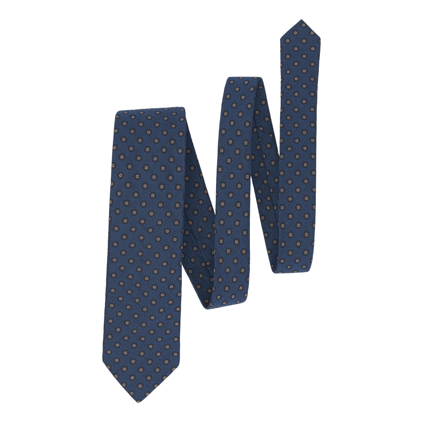 Embroidered Silk Tipped Tie in Dark Blue