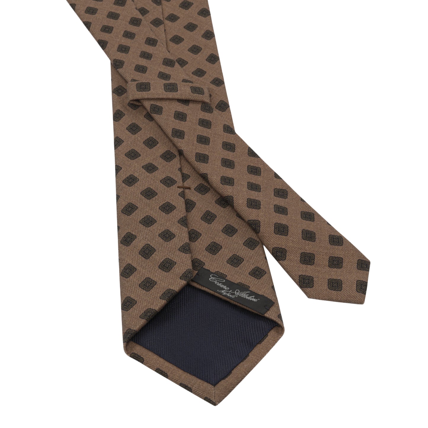 Printed Wool Tipped Tie in Brown