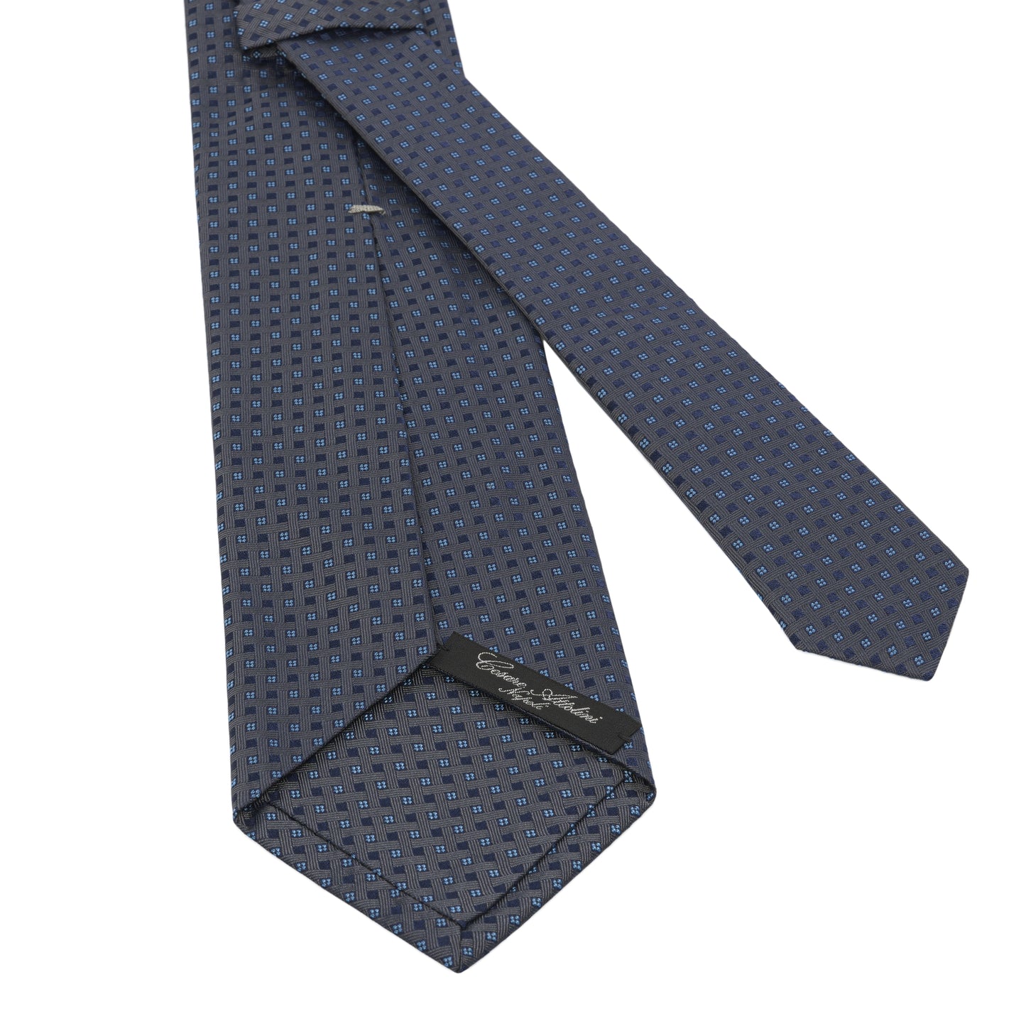 Jacquard Silk Self-Tipped Tie in Dark Blue with Pattern