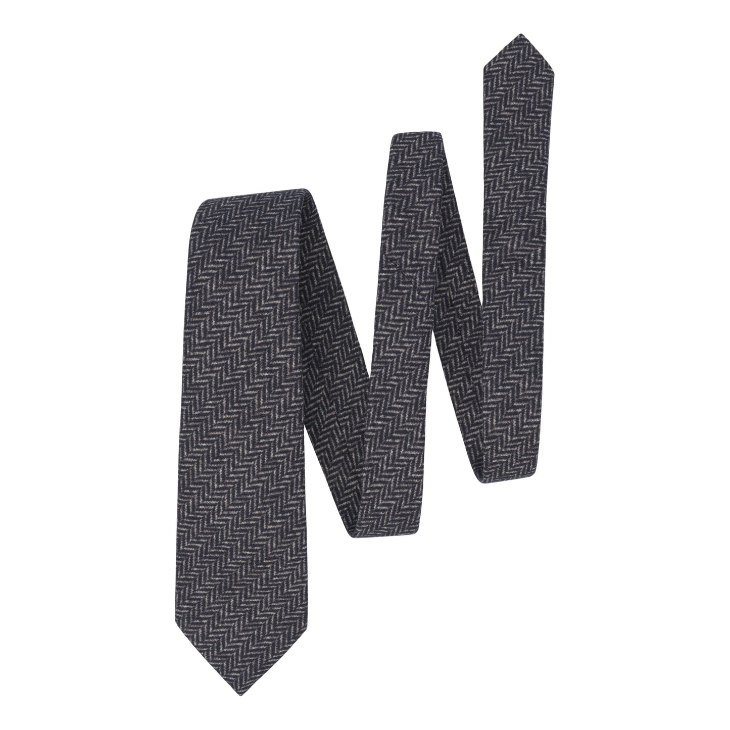 Herringbone Wool Tie in Blue and White