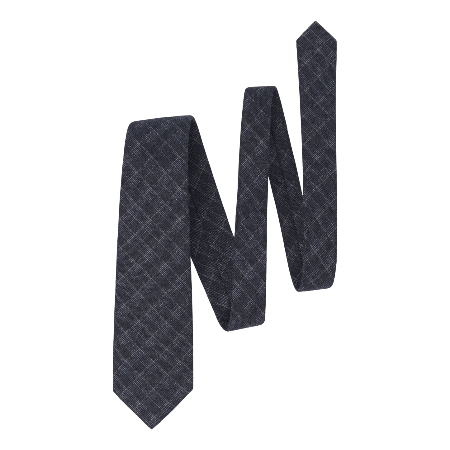 Woven Wool Tie in Dark Blue Pattern