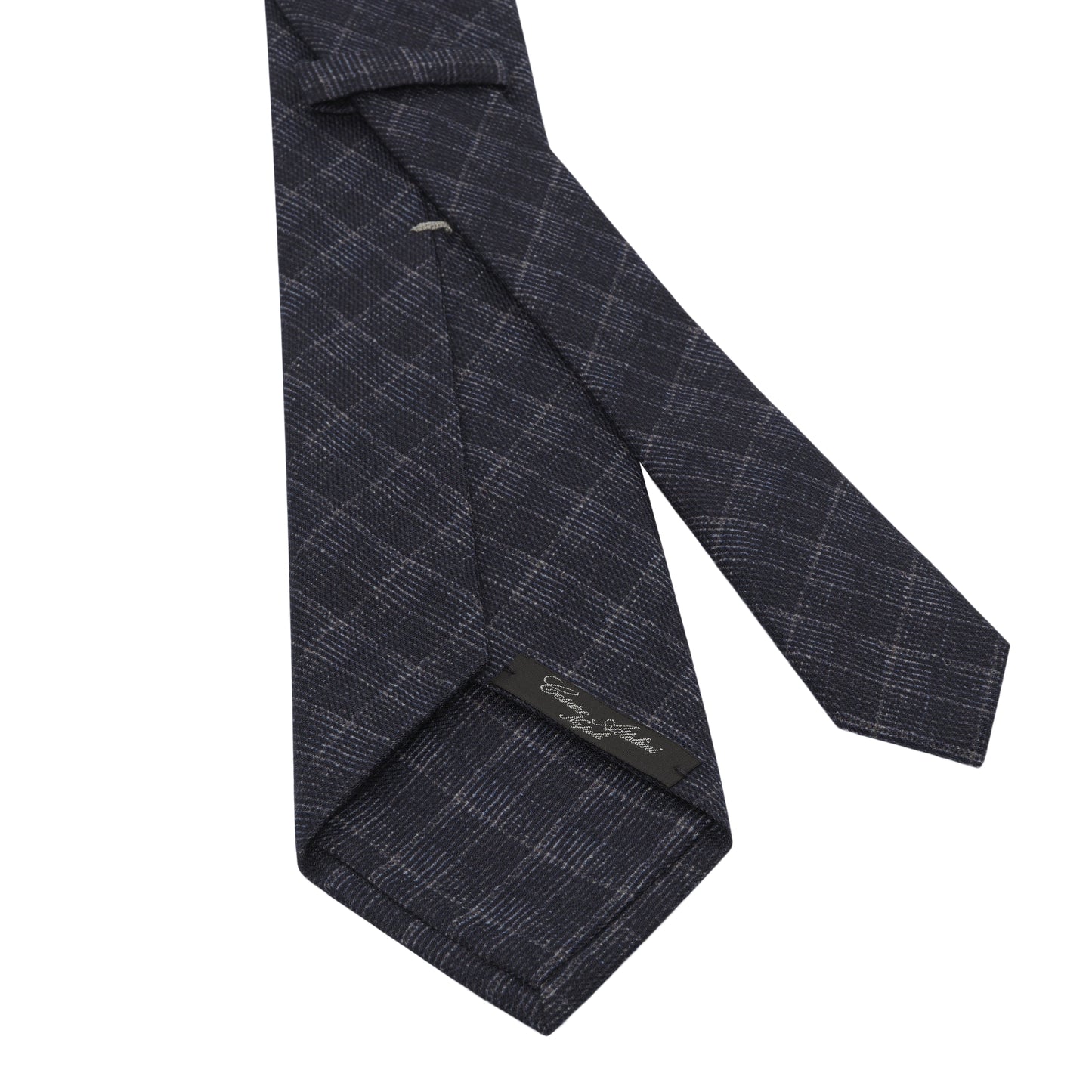 Woven Wool Tie in Dark Blue Pattern