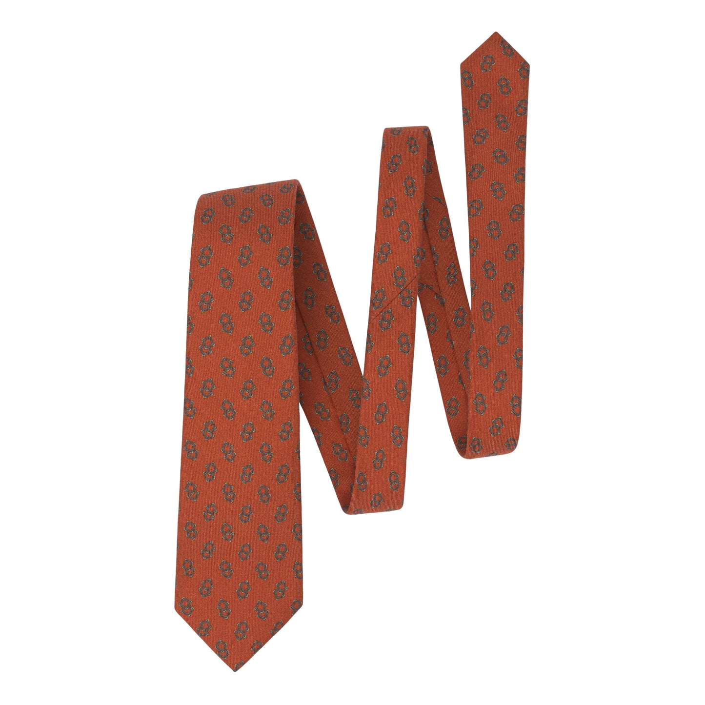 Woven Wool Tie in Orange Pattern