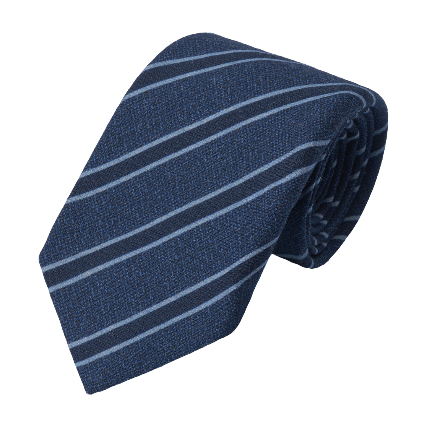 Regimental Wool Self-Tipped Tie in Dark Blue