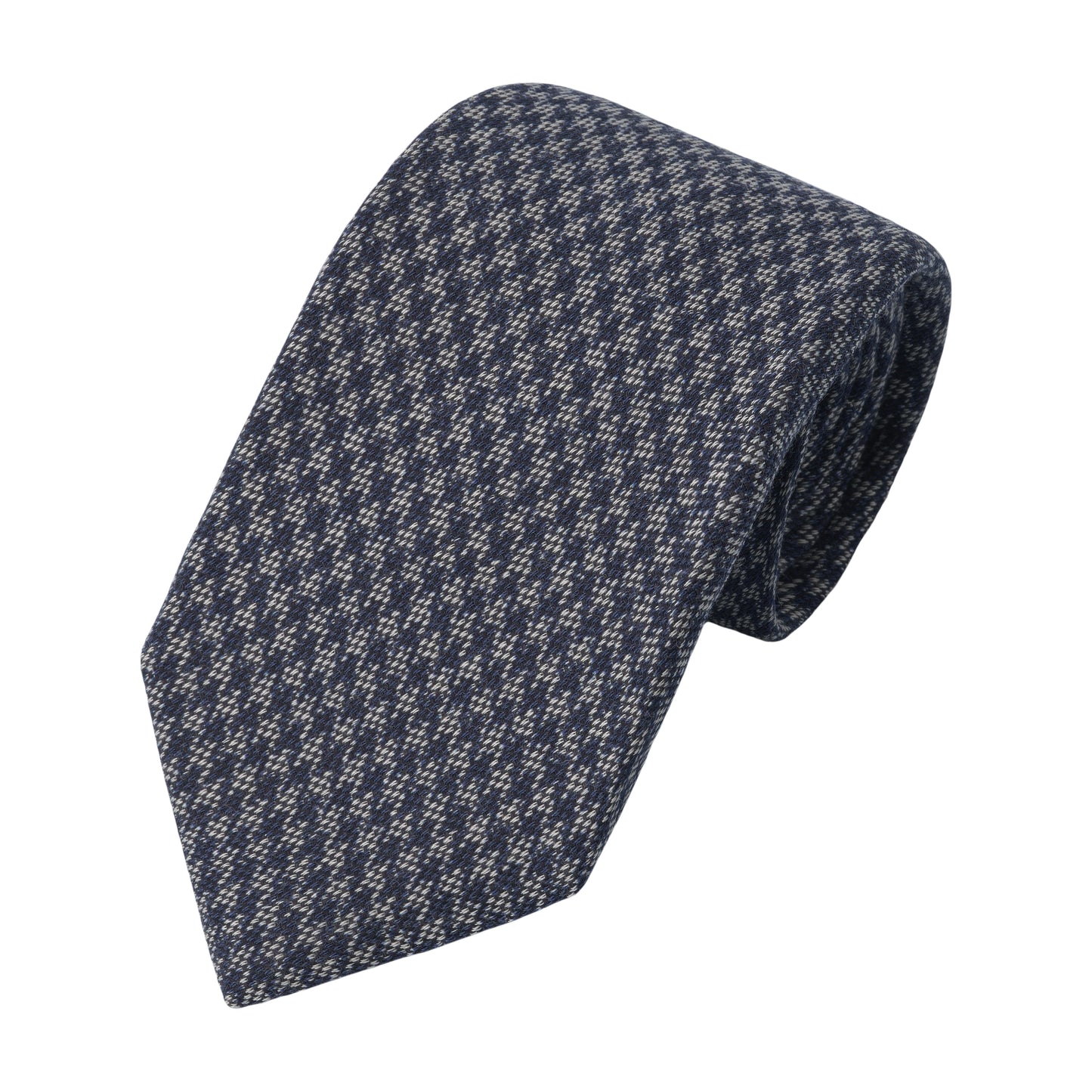 Woven Wool Tie in Blue with White Design