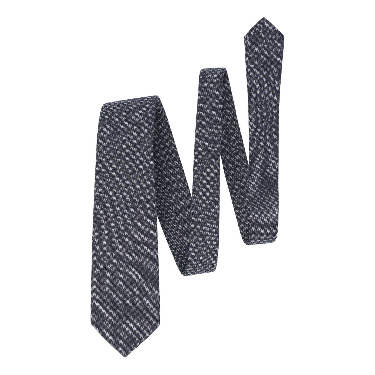 Woven Wool Tie in Blue with White Design