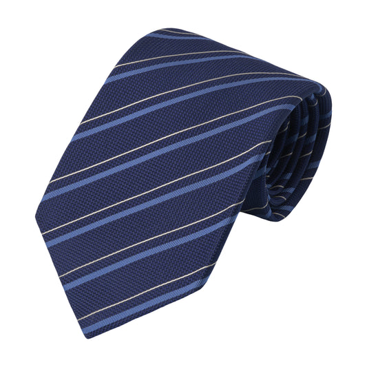 Regimental Woven Silk Tie in Blue Pattern