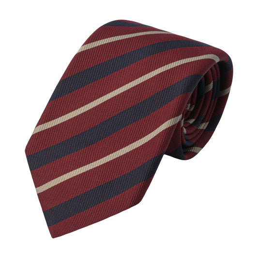 Regimental Silk Self-Tipped Tie in Red and Dark Blue