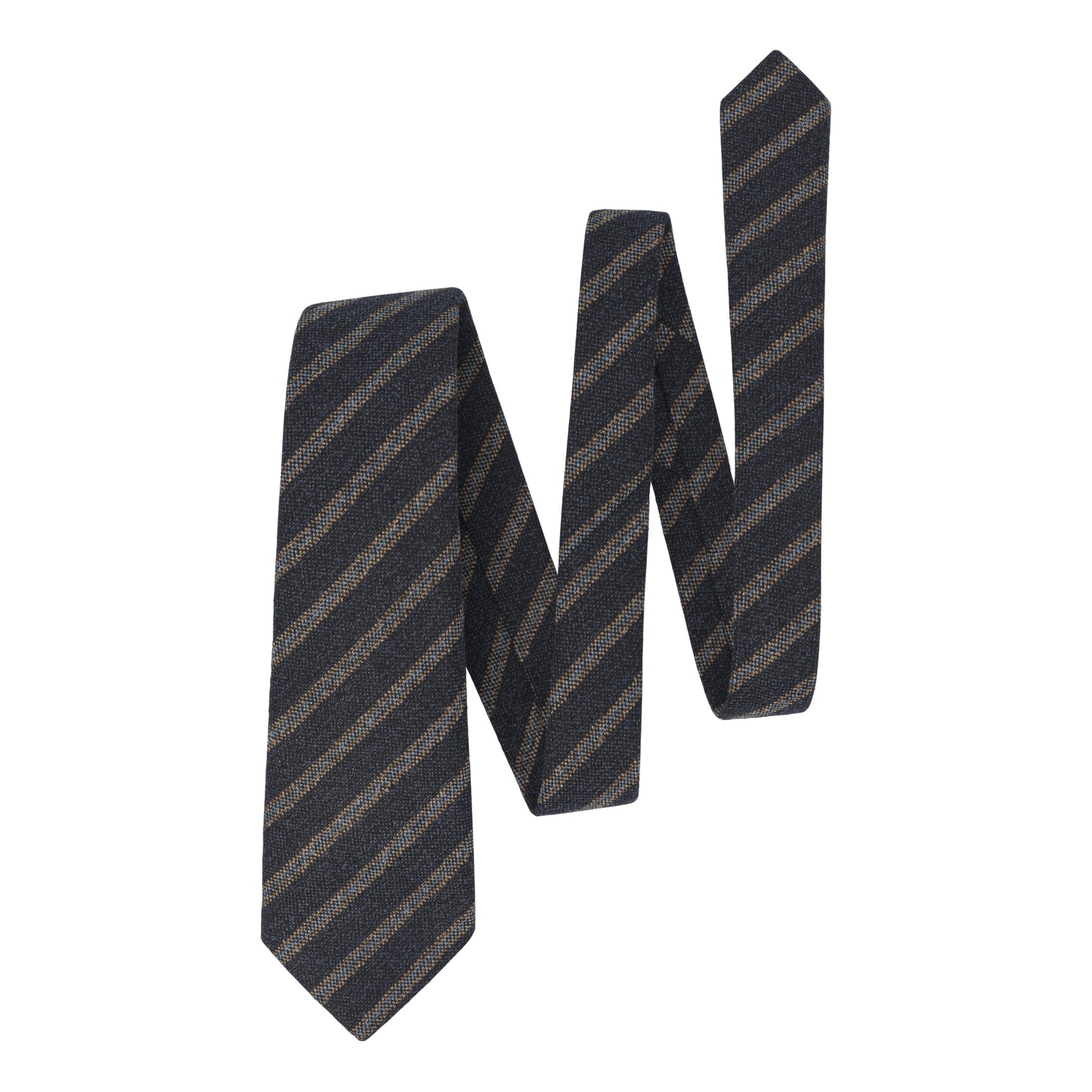 Regimental Woven Wool Tie in Dark Blue