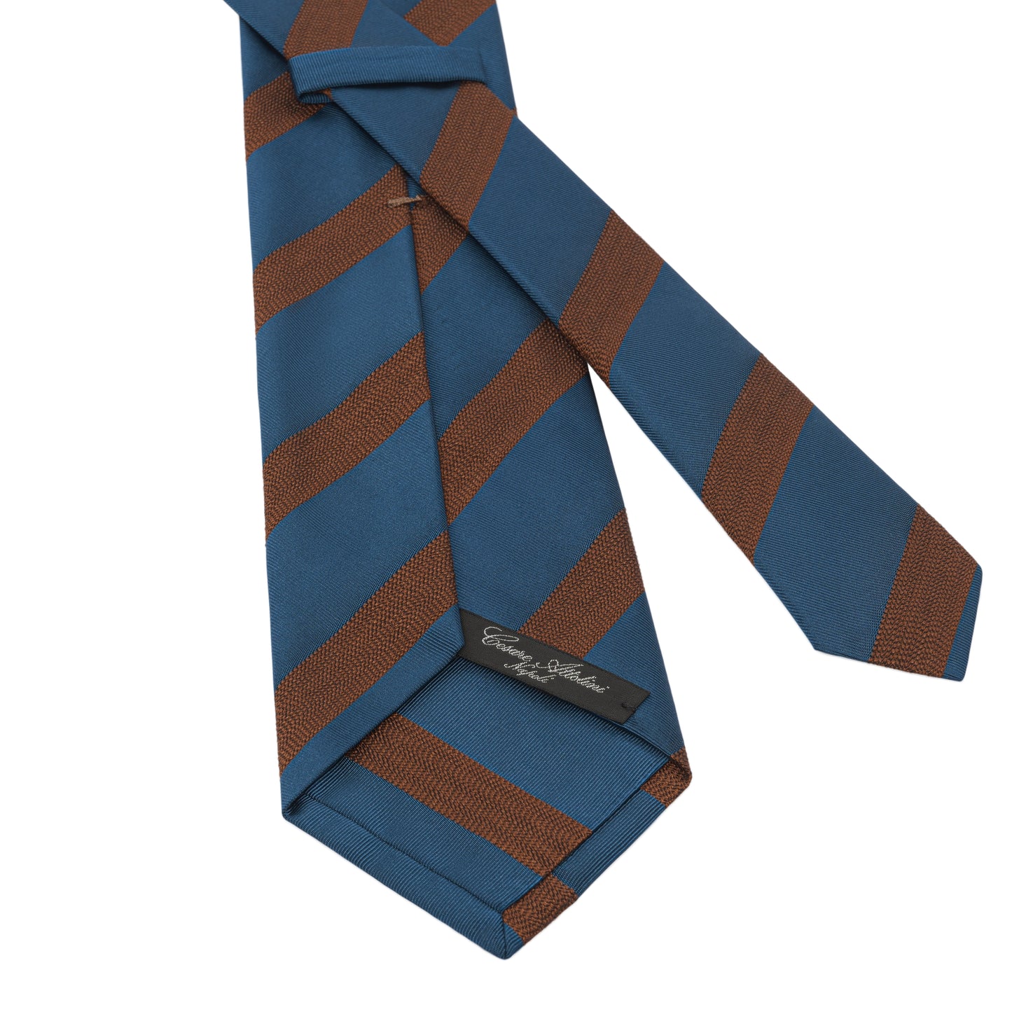 Regimental Silk Self-Tipped Tie in Royal Blue and Brown