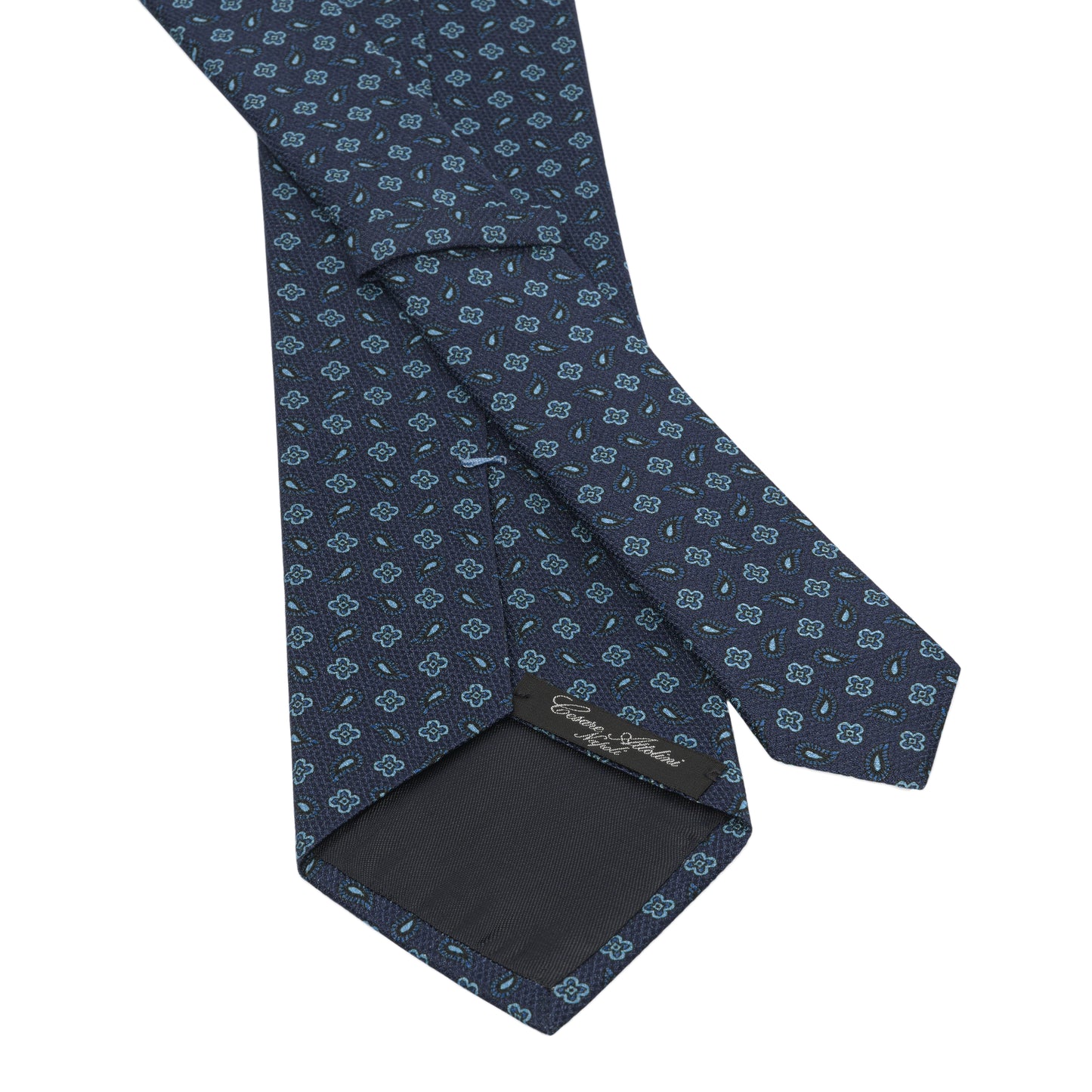 Jacquard Silk Tie in Blue Flower Paisley Pattern