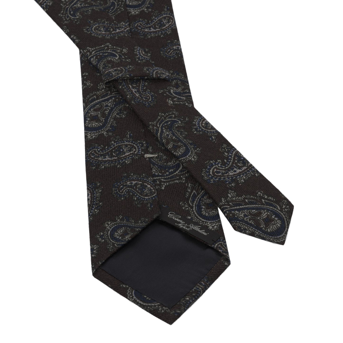 Paisley Printed Wool Tie in Brown