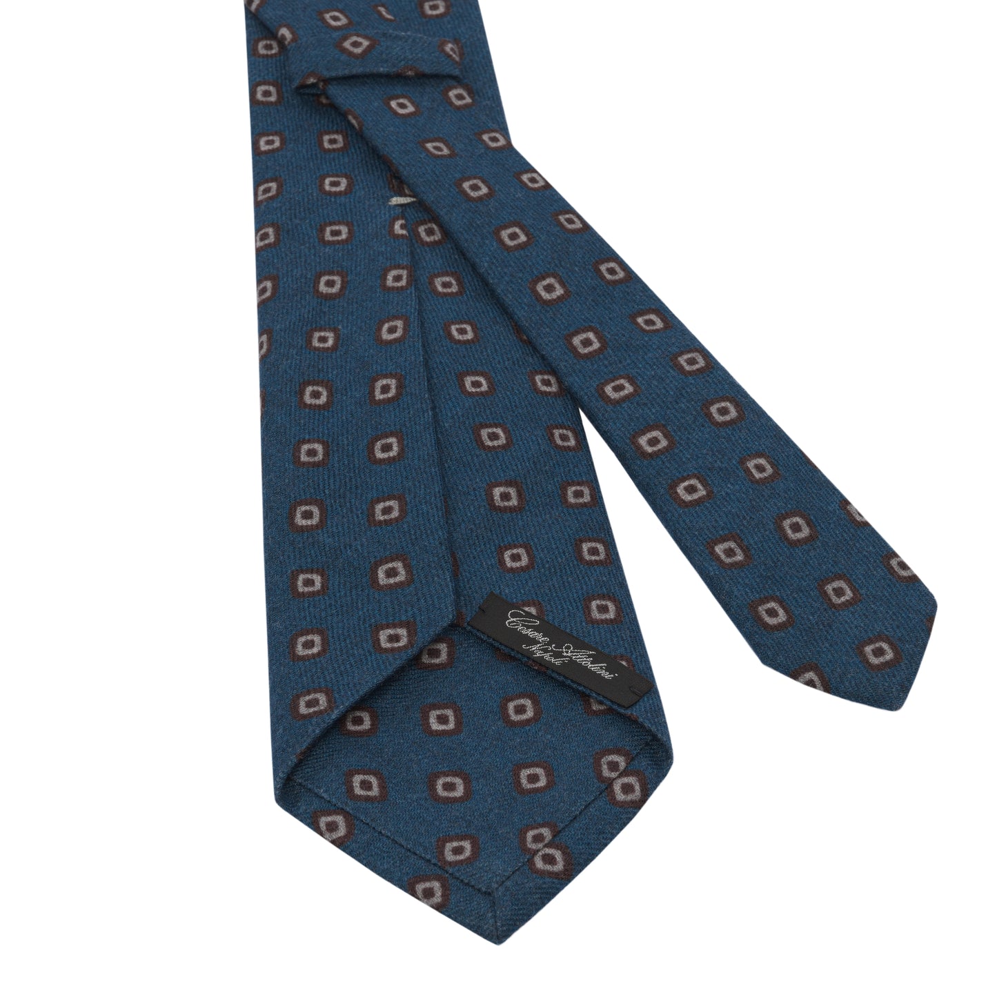 Printed Wool Tie in Blue