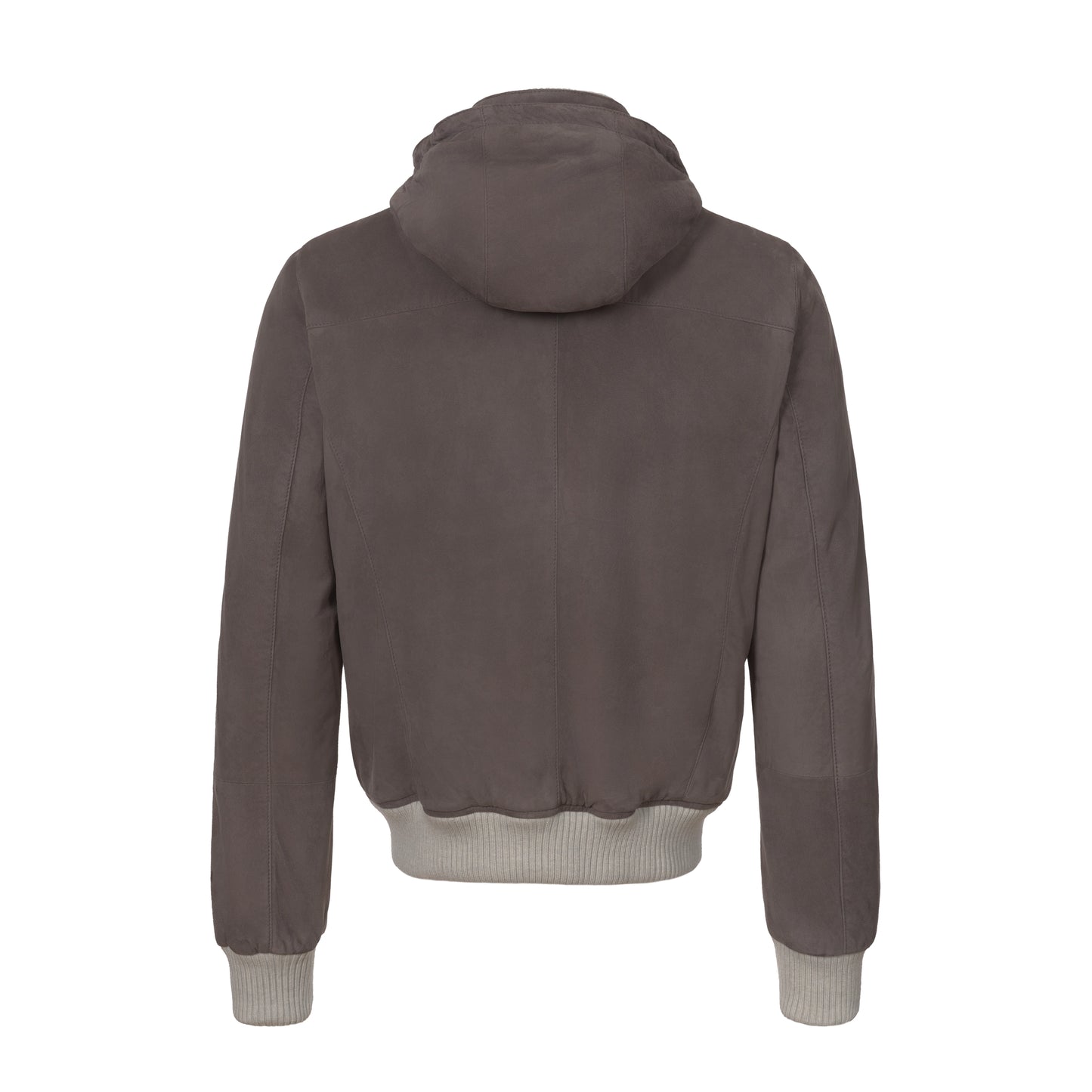 Hooded Suede Blouson in Mauve Brown