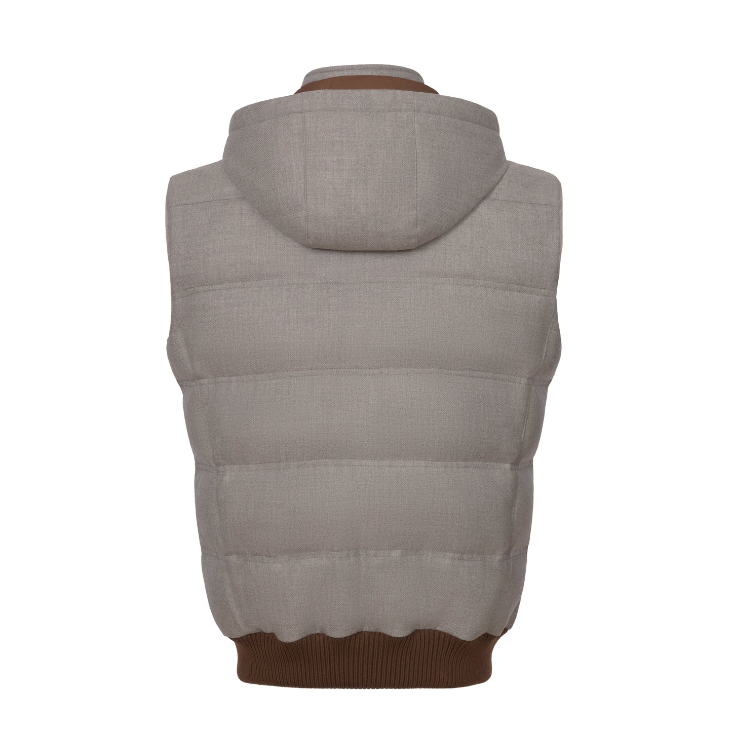 Hooded Wool Vest in Greige Melange