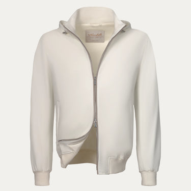 Padded Blouson in White with Detachable Hood