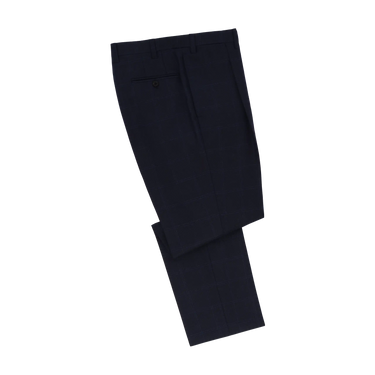 Orazio Luciano navy blue wool suit trousers with a classic cut and check pattern. A versatile piece for formal and business attire.