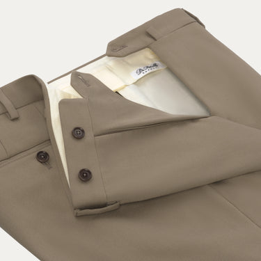 Tailored flat-front Cotton Trousers in Taupe. Exclusively made for Sartale