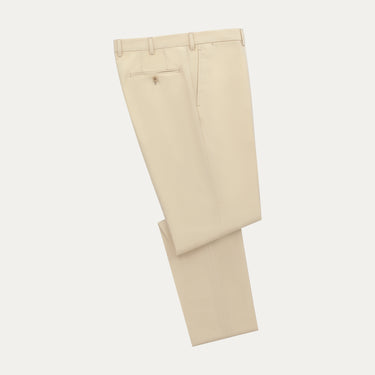 Tailored flat-front Cotton Trousers in Light Beige. Exclusively made for Sartale