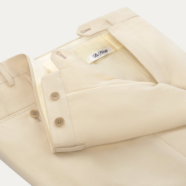 Tailored flat-front Cotton Trousers in Light Beige. Exclusively made for Sartale