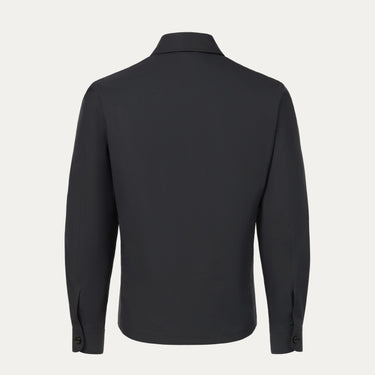 Back view of Sealup B770BAG 96233 92 navy blue cotton overshirt showcasing clean tailoring and minimalist spring/summer 25 design.