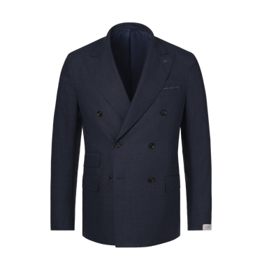 Double-Breasted Wool Suit in Blue