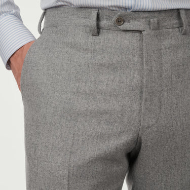 Tailored Virgin Wool Trousers in Light Grey. Exclusively Made For Sartale