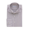 Striped Cotton Shirt in White and Brown