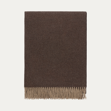 Fringed Marroni Brown Cashmere Plaid