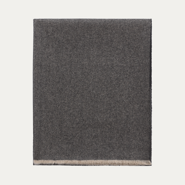 Fringed Tweed Grigio Grey Cashmere Plaid