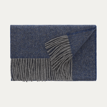 Herringbone Blue Cashmere Scarf