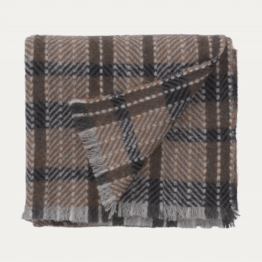 Bontoni Fringed Checked Cashmere, Alpaca and Virgin Wool-Blend Scarf in Brown - SARTALE