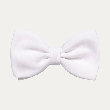 Waffle Cotton Bow Tie in White