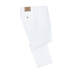 Caprera Regular-Fit Trousers in White by Richard J. Brown, featuring a sleek back pocket and leather brand patch. Ideal for summer wear from SARTALE.