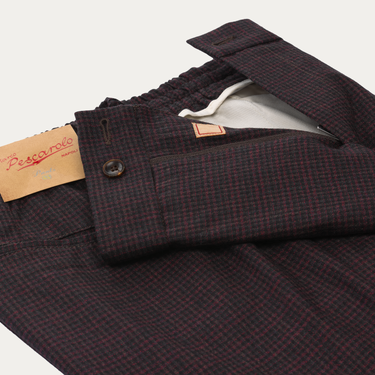 Marco Pescarolo Slim-Fit Stretch-Virgin Wool Checked Trousers in Dark Brown - SARTALE
