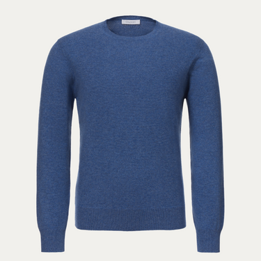 Jersey de cachemira con cuello redondo en color azul cielo