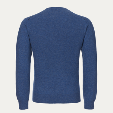 Jersey de cachemira con cuello redondo en color azul cielo