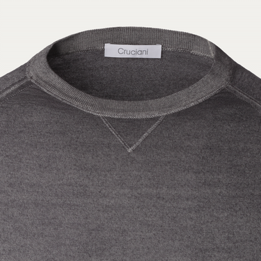 Cruciani Crew-Neck Wool Sweater in Grey - SARTALE