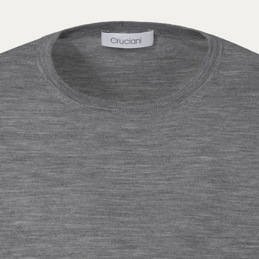 Cruciani Crew-Neck Super Soft Wool Sweater in Light Grey - SARTALE
