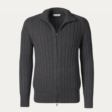 Cruciani Zip-Up Wool Sweater in Grey - SARTALE