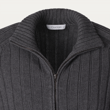 Cruciani Zip-Up Wool Sweater in Grey - SARTALE