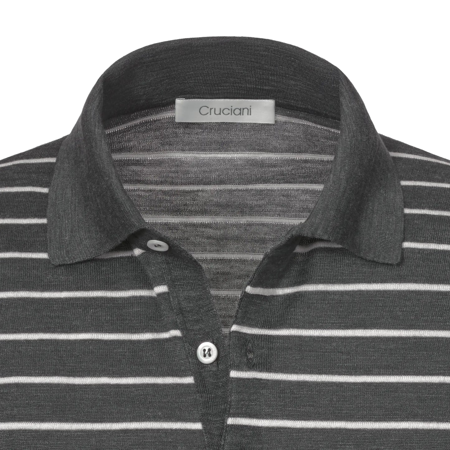 Striped Silk and Linen-Blend Polo Shirt in Grey