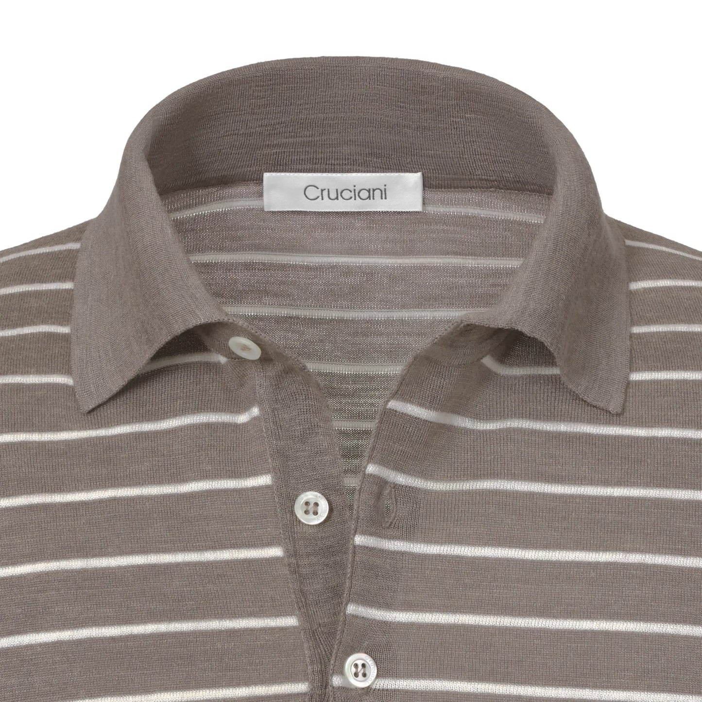 Striped Silk and Linen-Blend Polo Shirt in Light Brown